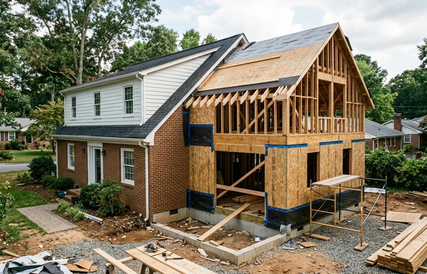 AI-generated realistic construction detail for How Much Does a Home Addition Cost in Durham NC?