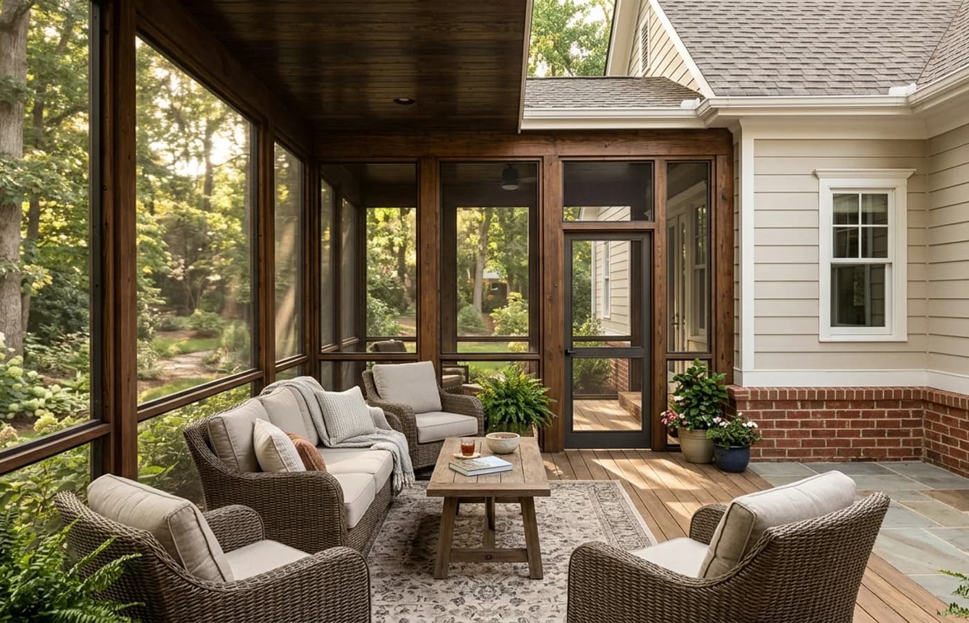 AI-generated realistic construction detail for Does a Screened Porch Add Value to a Home in North Carolina?