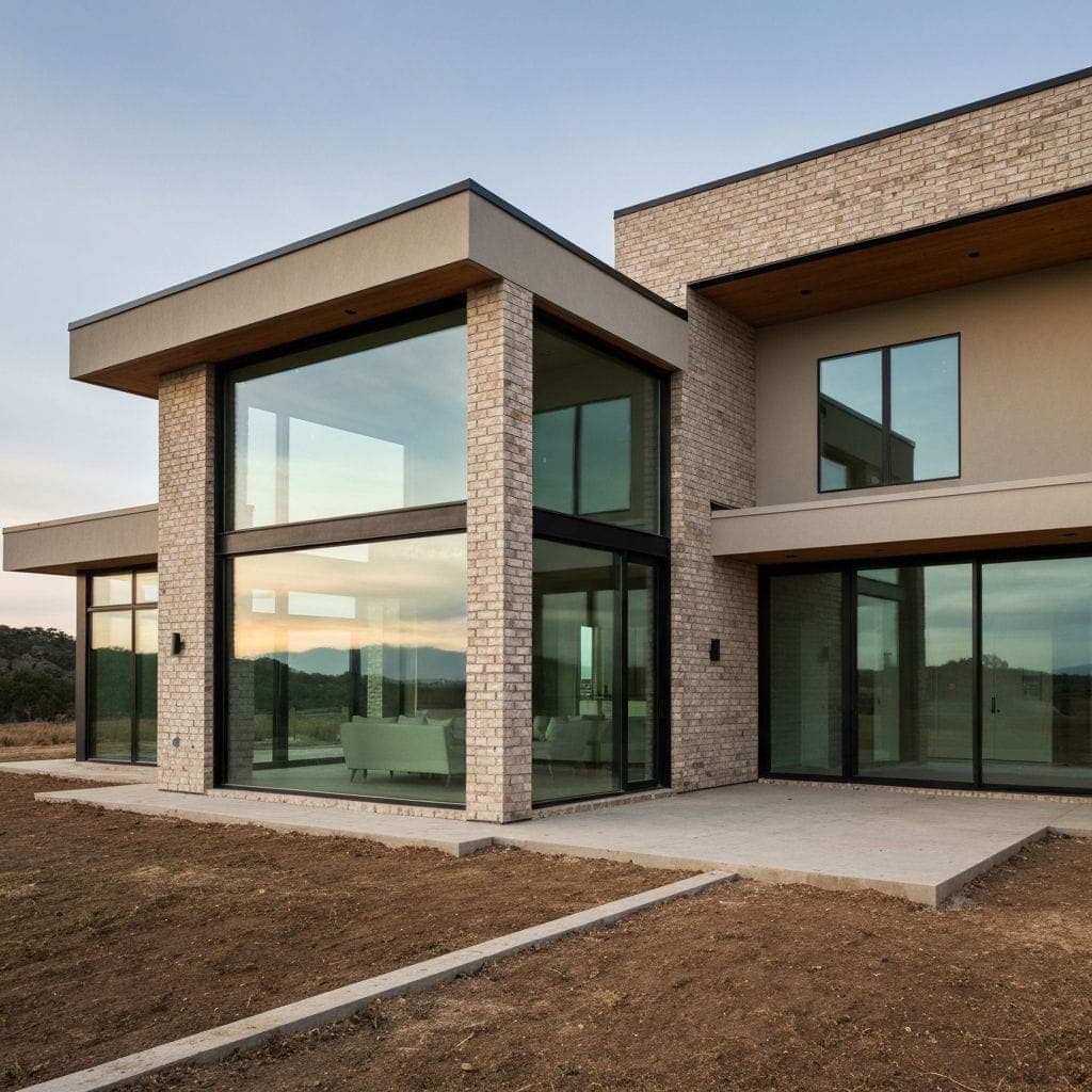 Custom new home construction with modern architecture by Build Moore Exteriors